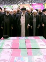 اقامه نماز رهبر انقلاب بر پیکر شهید رئیسی و شهدای خدمت